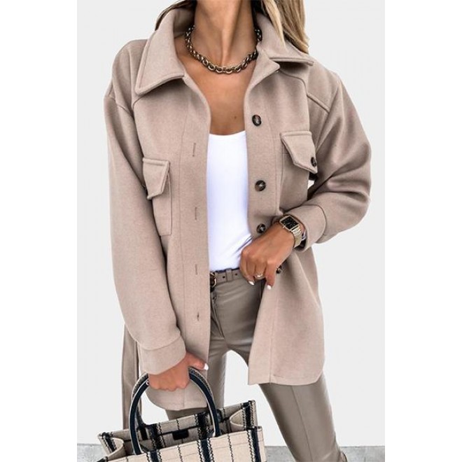 Casual Street Solid Buckle With Belt Turndown Collar Outerwear(8 colors)