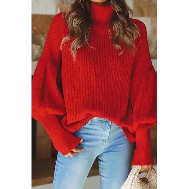 Casual Solid Split Joint Turtleneck Tops Sweater（3 colors）